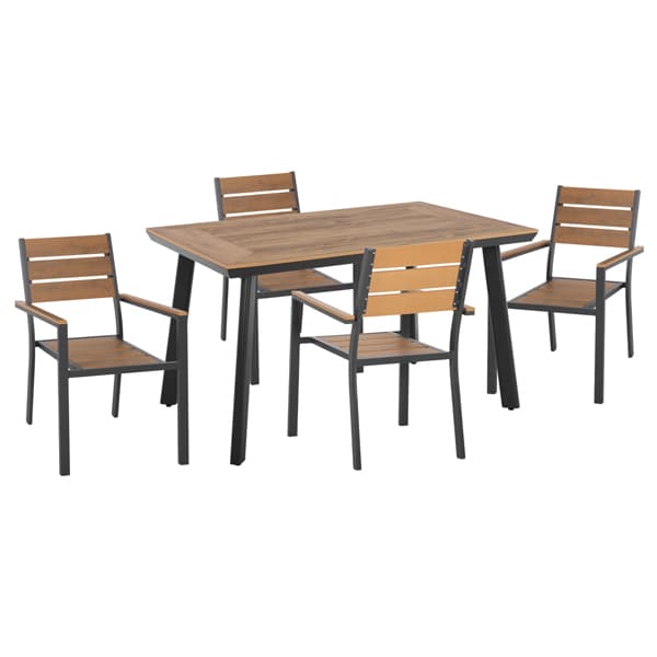 OUTDOOR DINING SET TABER TABLE & 4 DINING CHAIRS-ALUMINUM & POLYWOOD--ANTHRACITE COLOR