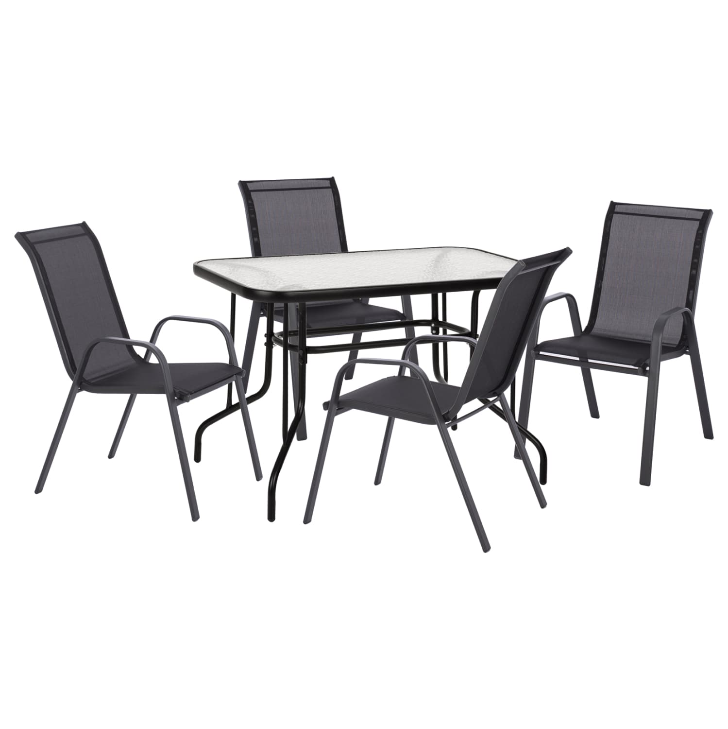 OUTDOOR DINING SET ADAM TABLE WITH 4 DINING CHAIRS--BLACK