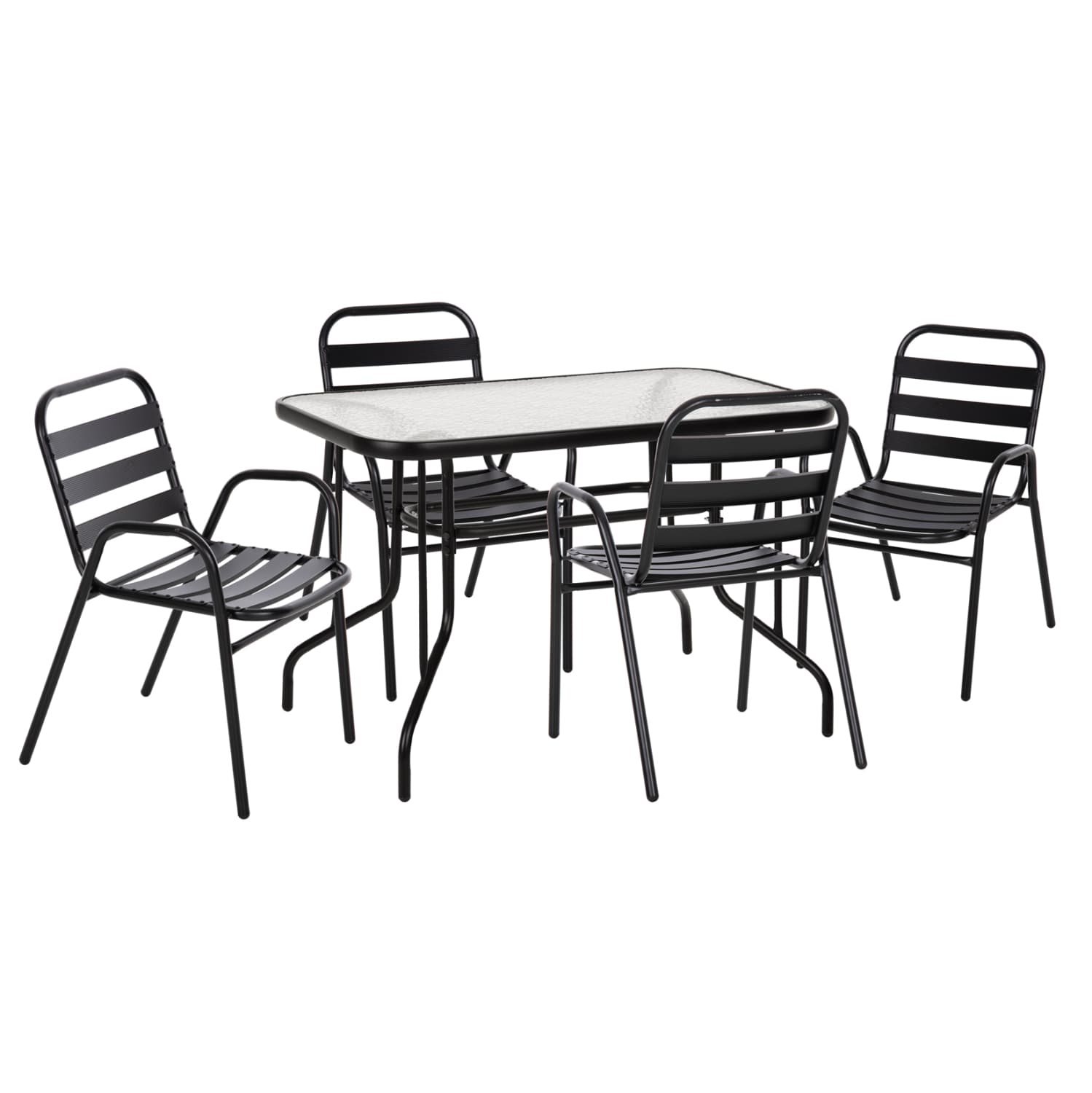 OUTDOOR DINING SET 5PCS ADAM METAL CHAIRS & TABLE 110x60 BLACK