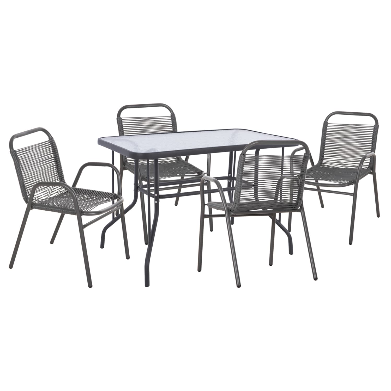 OUTDOOR DINING SET 5PCS AVRIL METAL CHAIRS & TABLE 110x60 GREY