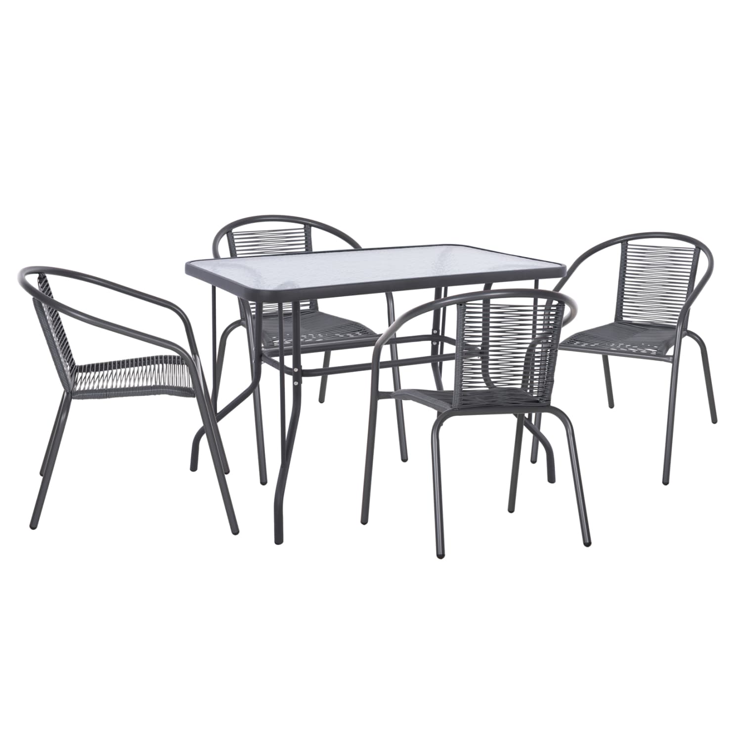 OUTDOOR DINING SET 5PCS SWIFTER METAL CHAIRS & TABLE 110x60 GREY