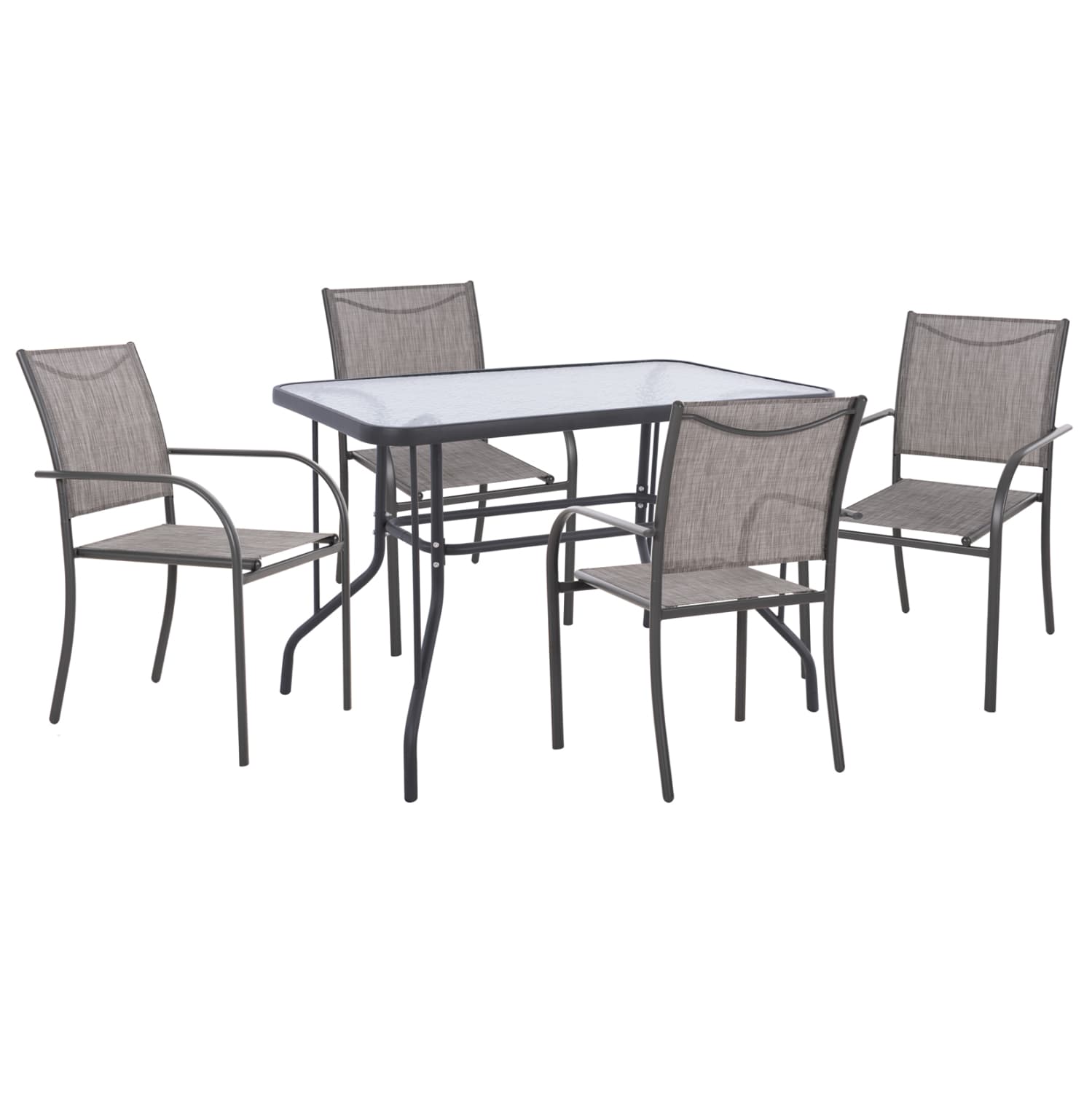 OUTDOOR DINING SET 5PCS REDAN TABLE & 4 ARMCHAIRS IN GREY
