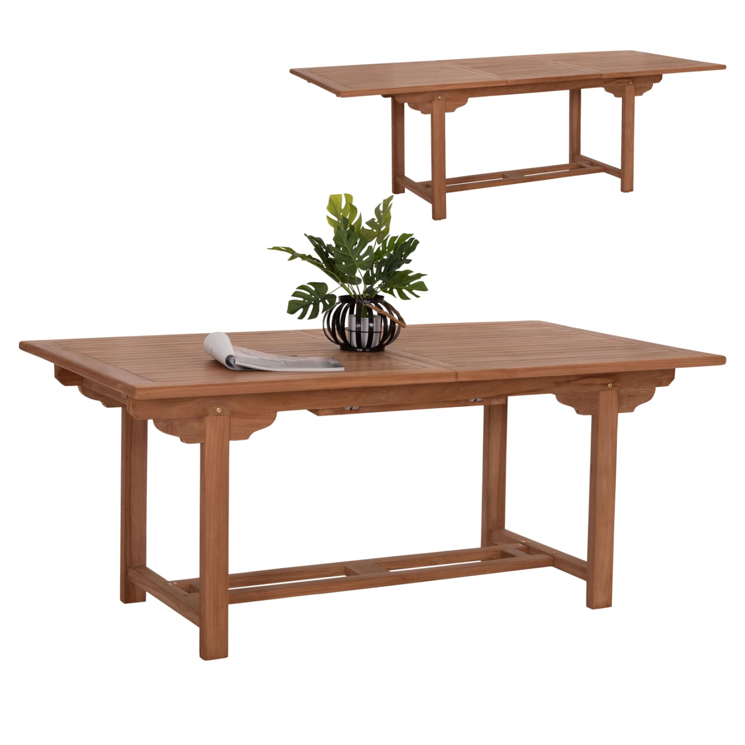 DINING TABLE EXTENDABLE CRANDER TEAK WOOD IN NATURAL COLOR 180-240x100x76Hcm.