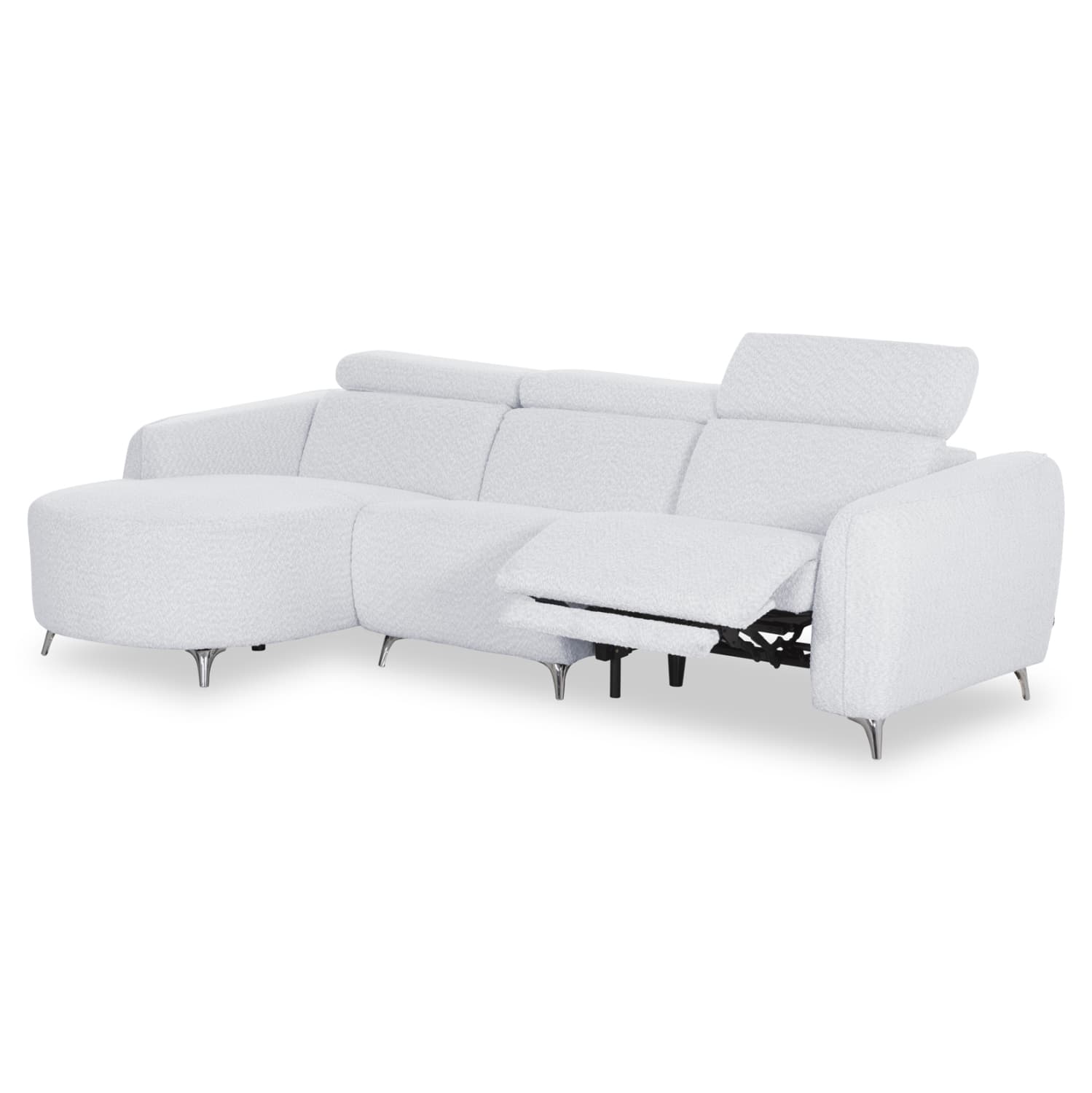 LEFT CORNER 3-SEAT SOFA WITH RECLINE VALENTE LIGHT GREY FABRIC 275x160x104H