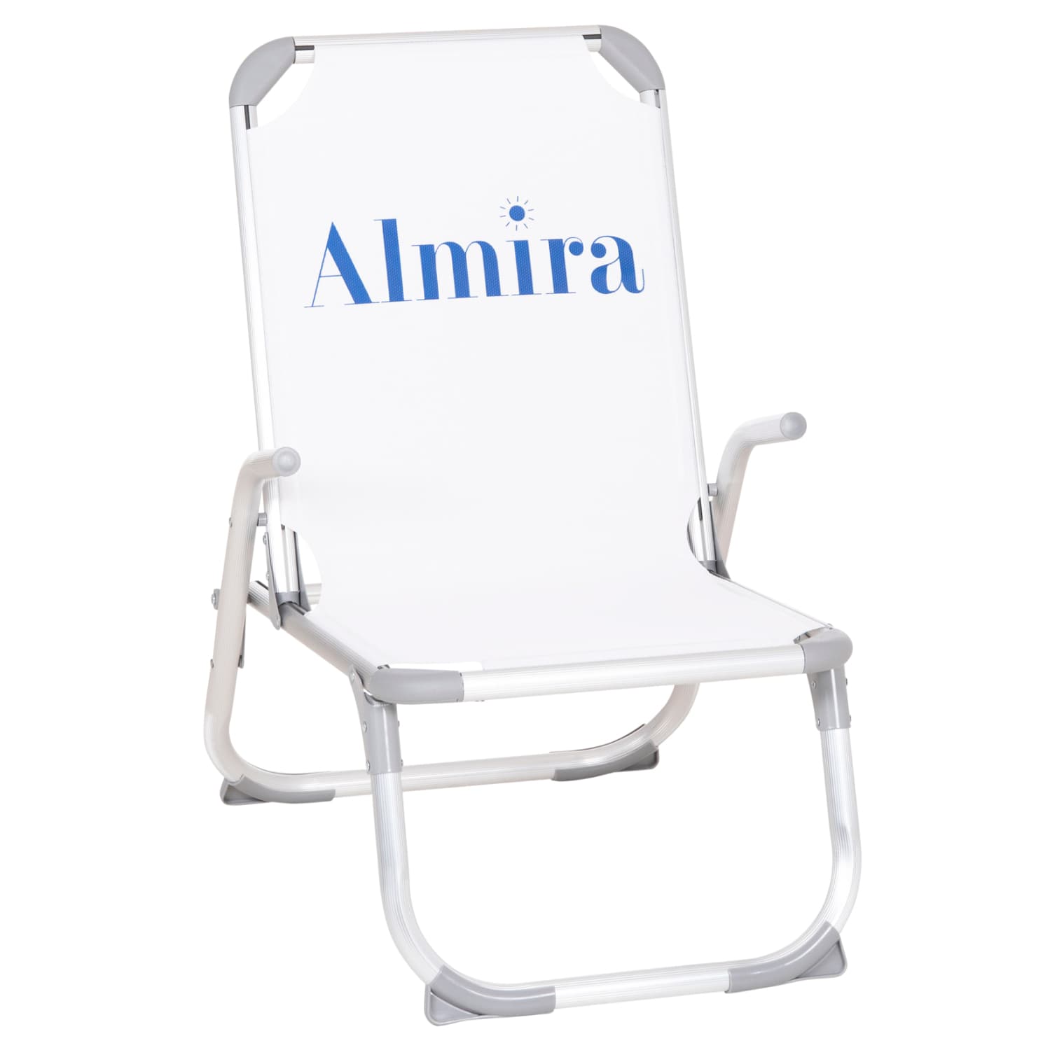 RAISED BEACH CHAIR HEAVY DUTY ALUMINUM ALMIRA WHITE TEXTILENE 53x68x80Hcm