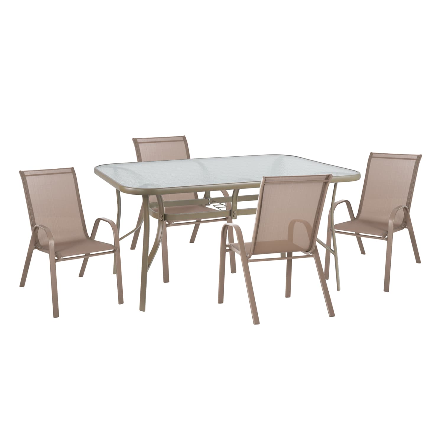 OUTDOOR 5PCS DINING SET LEON TABLE & 4 ARMCHAIRS--CHAMPAGNE COLOR