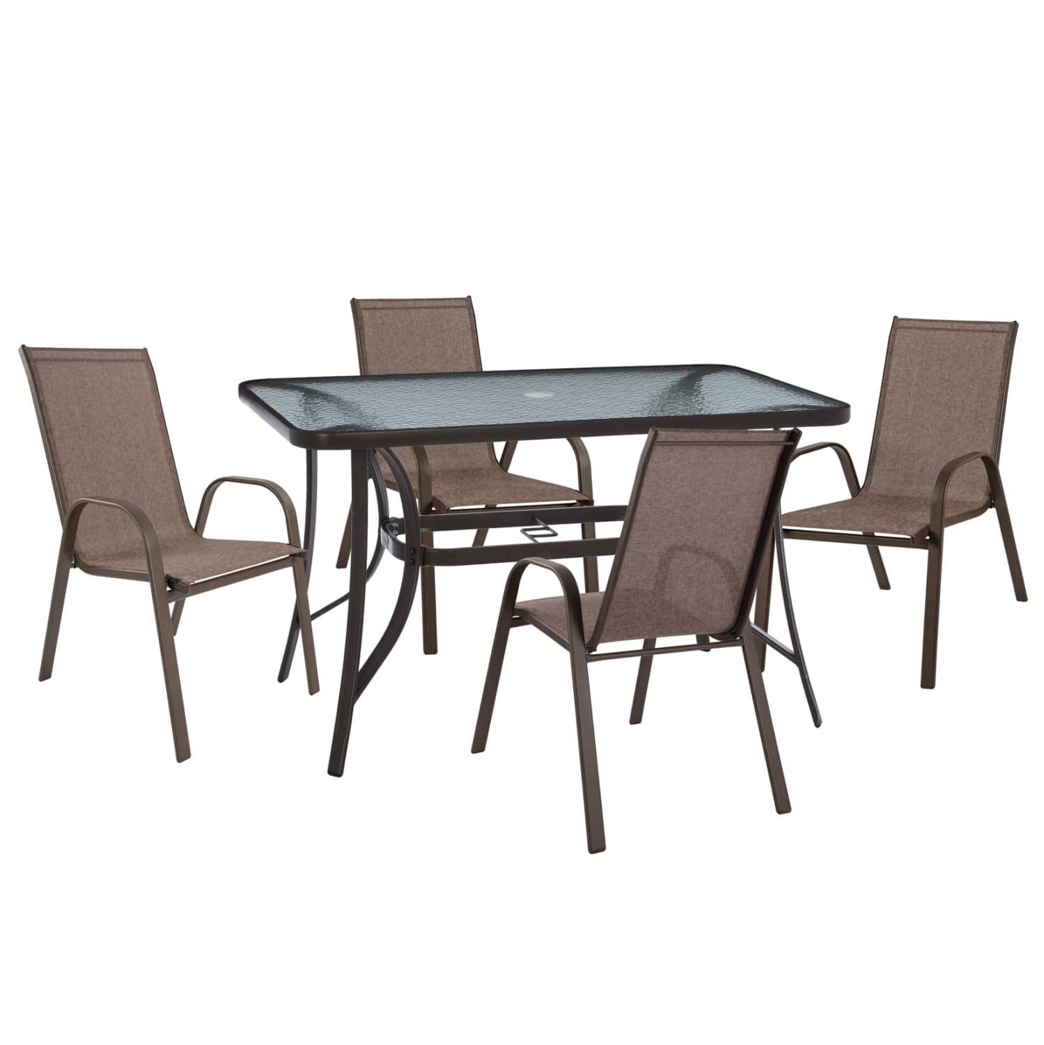 OUTDOOR DINING SET 5PCS BRAVO TABLE & 4 CHAIRS 120x70cm BROWN