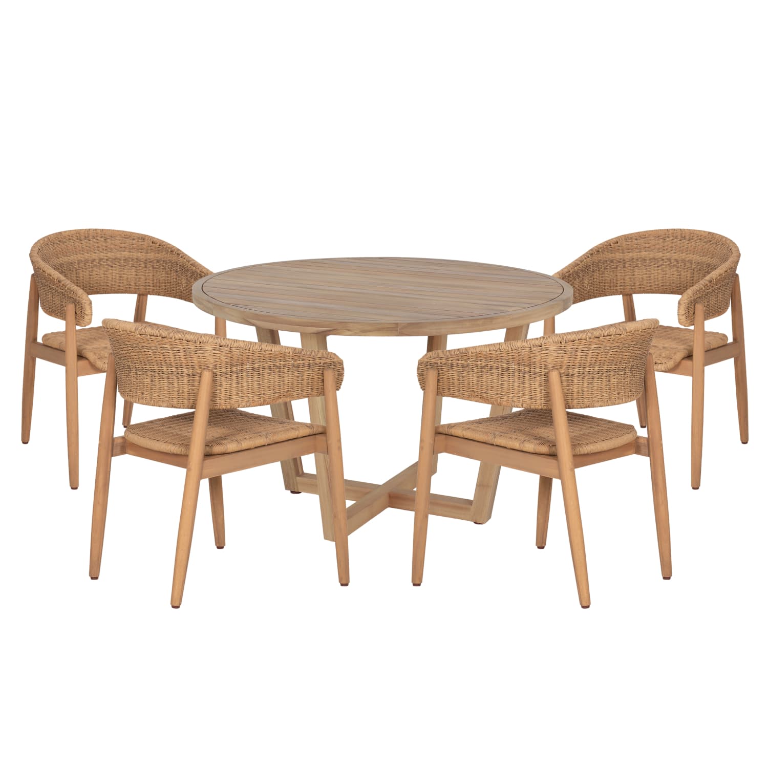 OUTDOOR DINING SET 5PCS PARAISO ACACIA WOOD & ROPE IN NATURAL COLORS