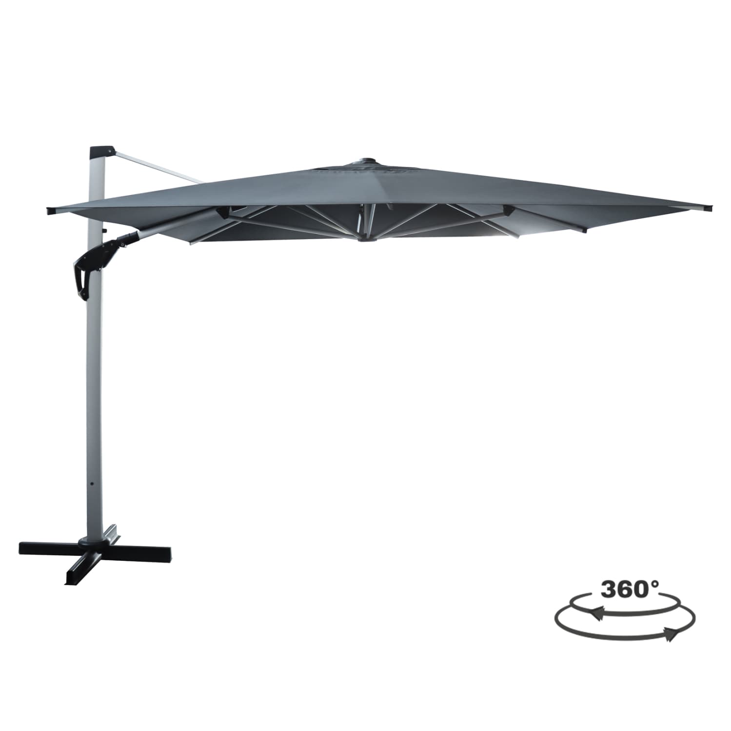 PROFESSIONAL UMBRELLA JAVANTE SILVER ANODIZED ALUMINUM--GREY SHADE 400x400x270Hcm