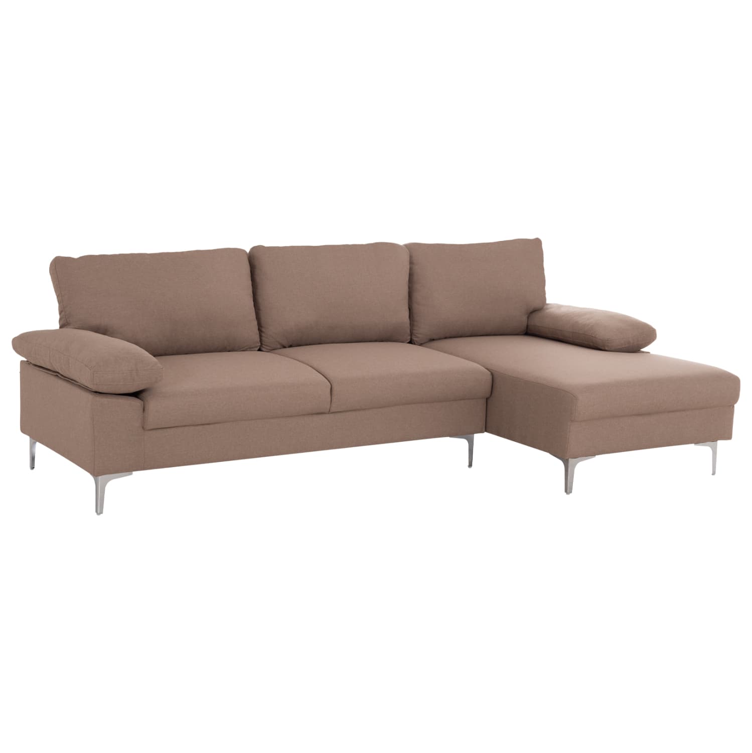 SOFA RIGHT CORNER ANTON IVORY FABRIC--METAL LEGS 260x130x84Hcm