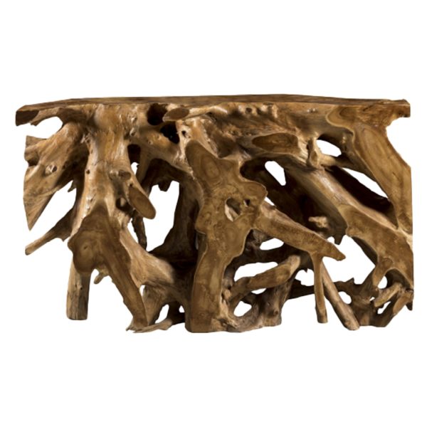 Конзола од цврст тиков корен и Java дрво 125X40X75Hcm.HM9394