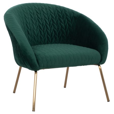 Фотелја ЏОЈС HM8549.03, велур во боја чемпрес, метални нозе