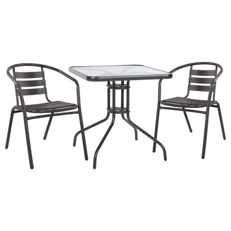 Комплет 3 парчиња со Маса Фиго 70x70x72 & Фотели Лора Сива Боја HM10469