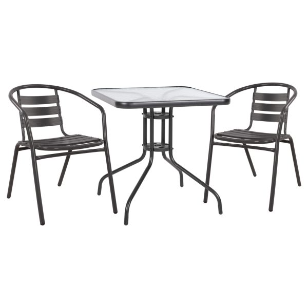 Комплет 3 парчиња со Маса Фиго 70x70x72 & Фотели Лора Сива Боја HM10469