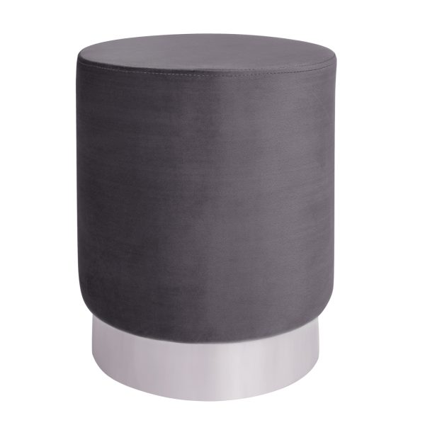 Кадифена столица Levy HM8408.01 сива со сребрена основа ''35x43cm