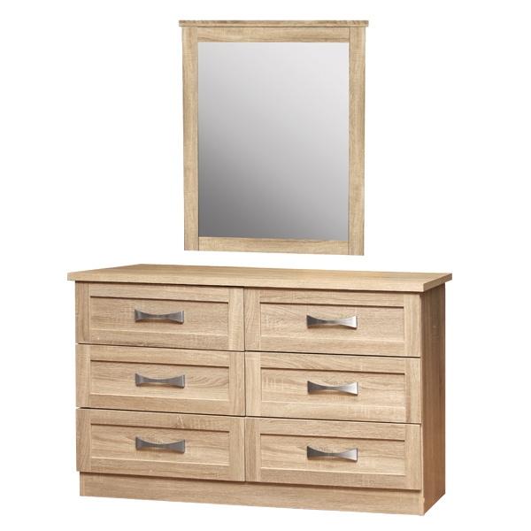Спална комода со 6 фиоки Сонама 120x40 & Огледало 72x90 HM10171.02
